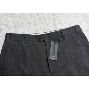 ZANELLA "Todd" Wool Dress Pants Textured Dark Gray Straight Leg Italy Sz 35 New!